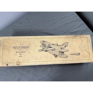 RARE Vintage Uncle Bernie Educational Toy #710 - a wooden biplane toy